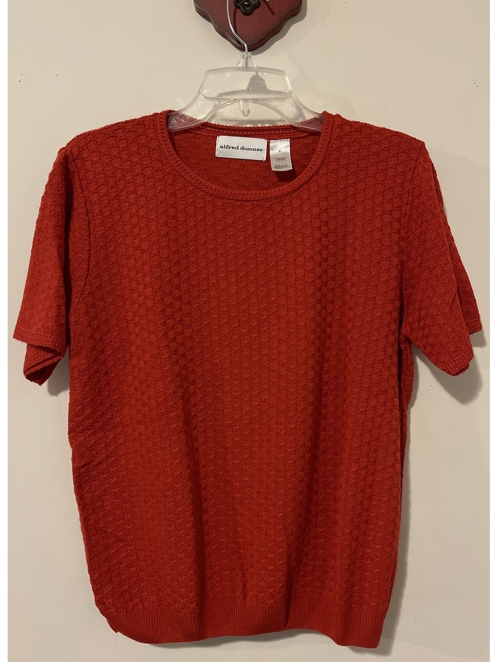 Alfred Dunner Womens Small Red-Orange Acrylic Casual Knit Sweater Blouse! A6375